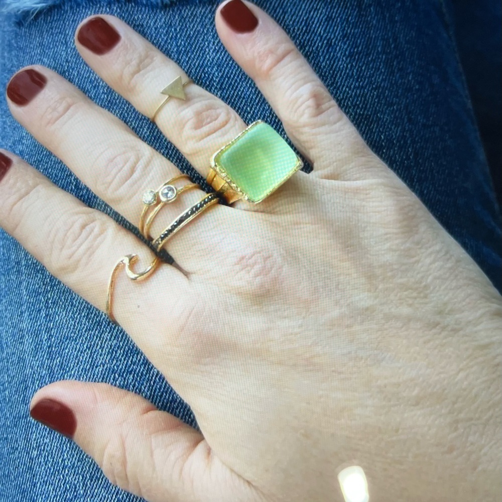 Recycled Coca-Cola Glass Ring Gold Handmade Glass Jewelry - Picture 4 of 5